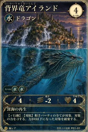背界竜アイランド（水・モンスター・レベル4・極レア）